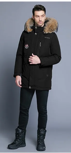 Men's Winter Warm Down Coat With Detachable Fur Hat