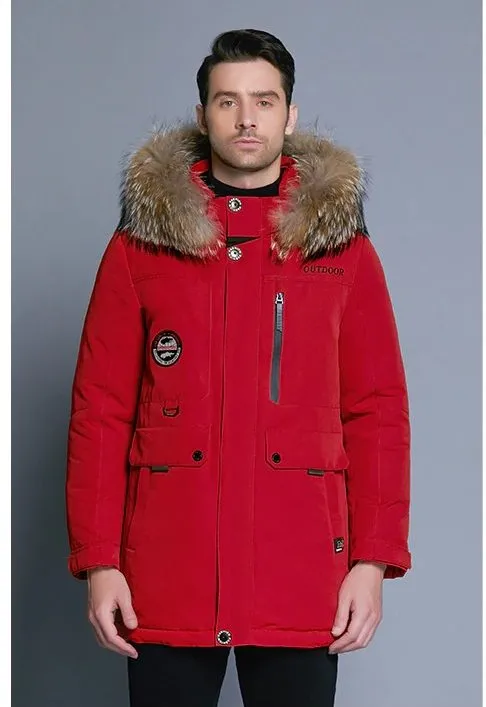 Men's Winter Warm Down Coat With Detachable Fur Hat