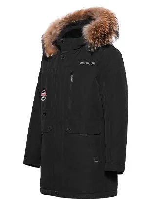 Men's Winter Warm Down Coat With Detachable Fur Hat