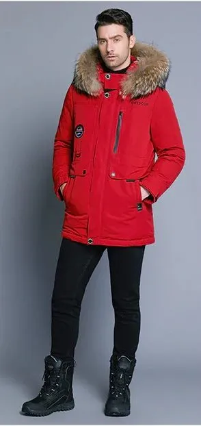 Men's Winter Warm Down Coat With Detachable Fur Hat