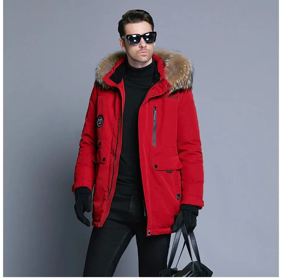 Men's Winter Warm Down Coat With Detachable Fur Hat
