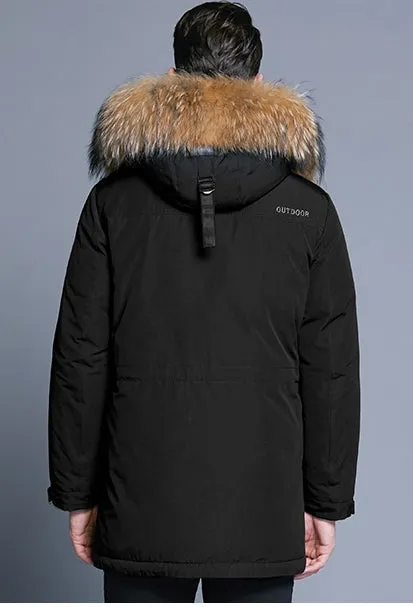 Men's Winter Warm Down Coat With Detachable Fur Hat