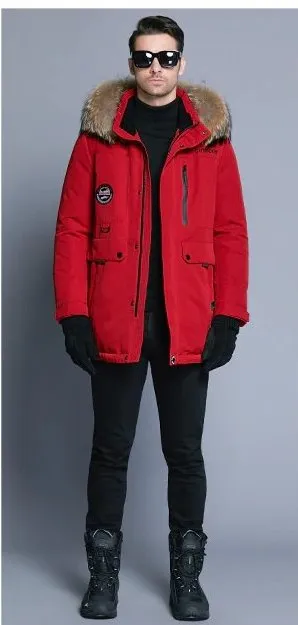 Men's Winter Warm Down Coat With Detachable Fur Hat