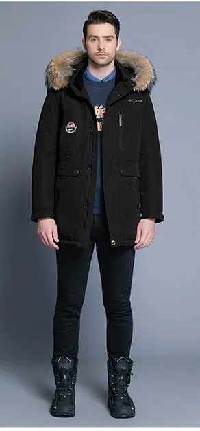 Men's Winter Warm Down Coat With Detachable Fur Hat