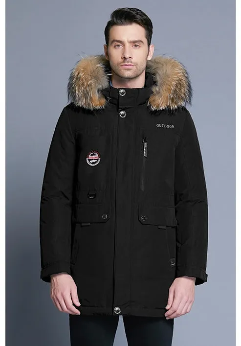 Men's Winter Warm Down Coat With Detachable Fur Hat