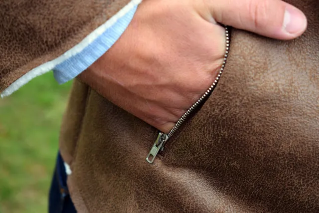 Men's Winter Warm Faux Suede Leather Jacket With Turn-Down Fur Collar