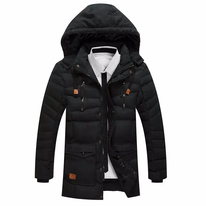 Men's Winter Warm Thick Hooded Parka With Fleece Lining