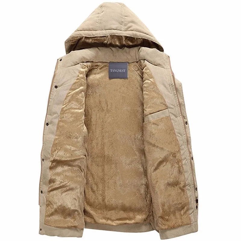 Men's Winter Warm Thick Hooded Parka With Fleece Lining