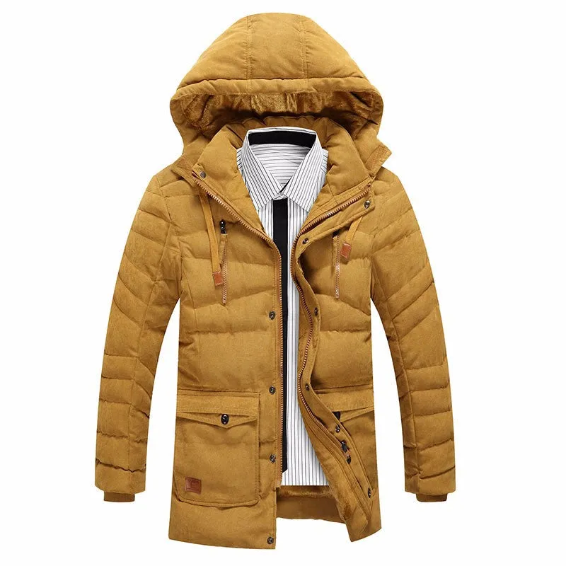 Men's Winter Warm Thick Hooded Parka With Fleece Lining