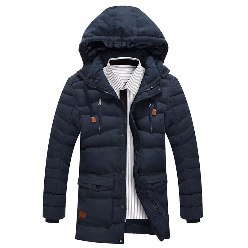 Men's Winter Warm Thick Hooded Parka With Fleece Lining