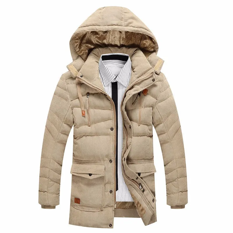Men's Winter Warm Thick Hooded Parka With Fleece Lining