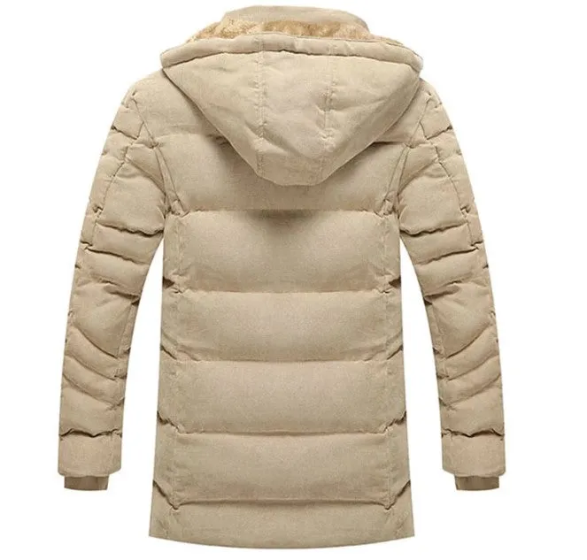 Men's Winter Warm Thick Hooded Parka With Fleece Lining
