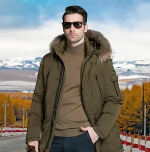 Men's Winter Warm Windproof Parka With Detachable Fur Hood