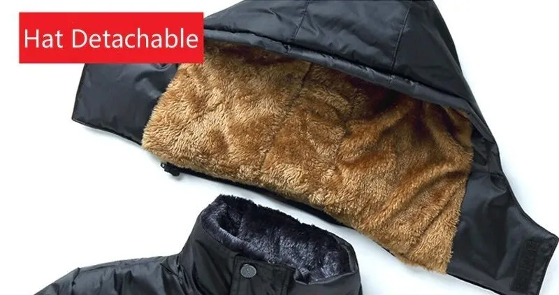 Men's Winter Warm Windproof Parka With Detachable Hat