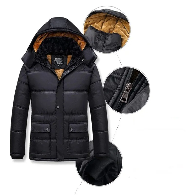 Men's Winter Warm Windproof Parka With Detachable Hat