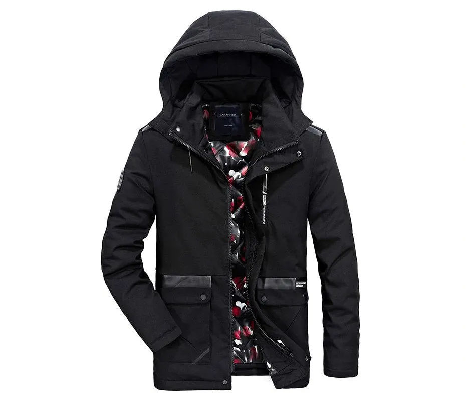 Men's Winter Windproof Thick Tactical Hooded Cotton Parka