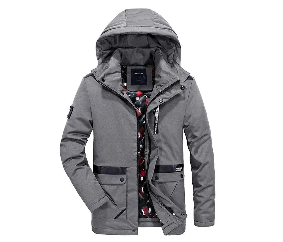 Men's Winter Windproof Thick Tactical Hooded Cotton Parka
