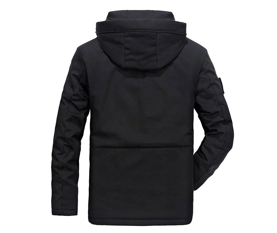 Men's Winter Windproof Thick Tactical Hooded Cotton Parka