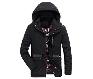 Men's Winter Windproof Thick Tactical Hooded Cotton Parka