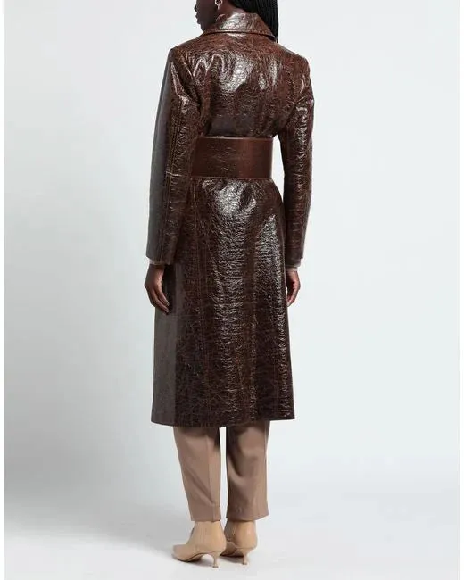 MSGM  Brown Shiny Detailed Trench Coat