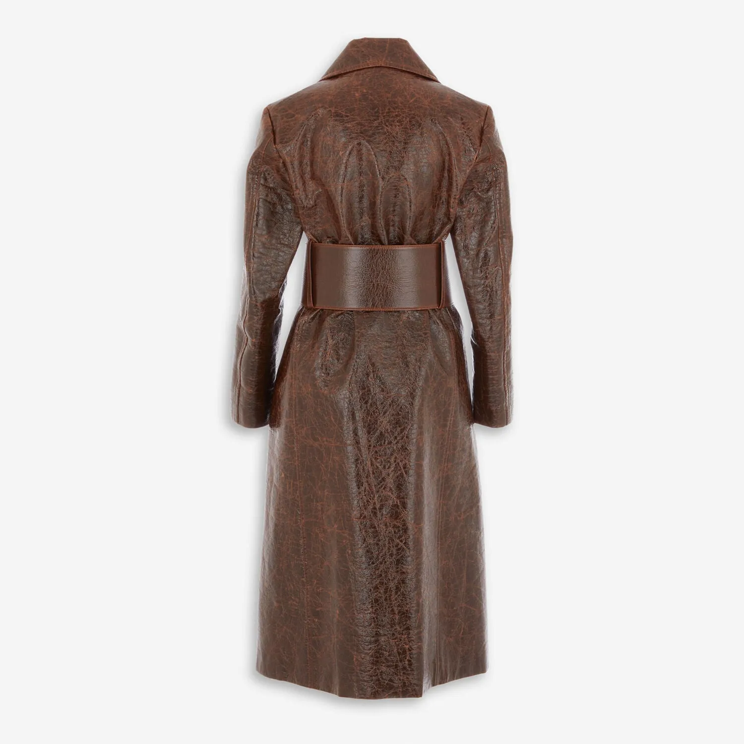 MSGM  Brown Shiny Detailed Trench Coat