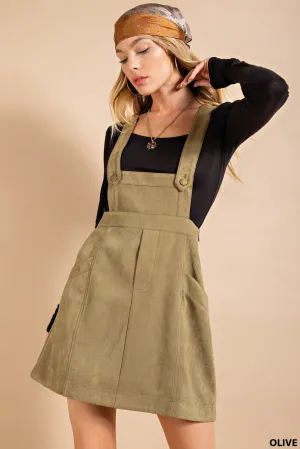 Olive Sueded Overall Skirt