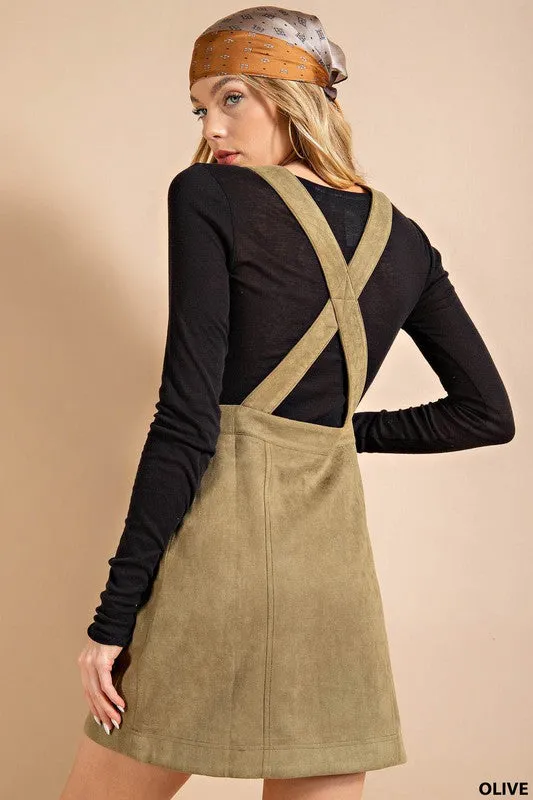 Olive Sueded Overall Skirt