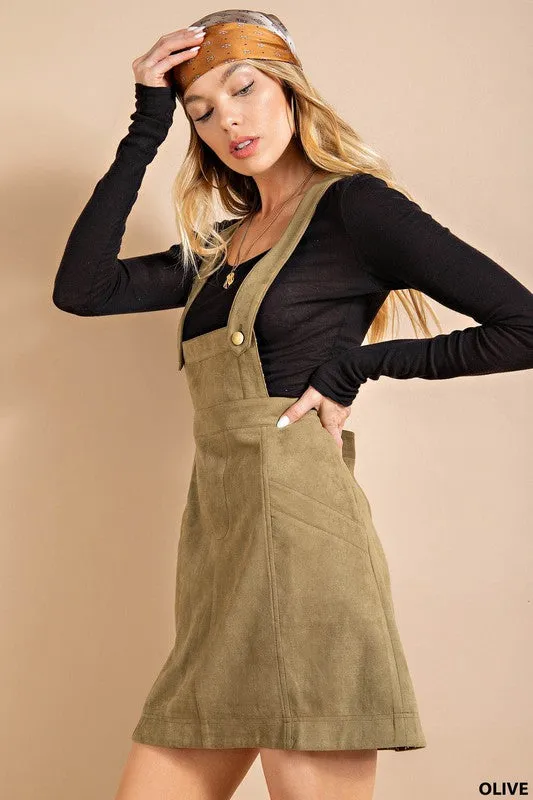 Olive Sueded Overall Skirt