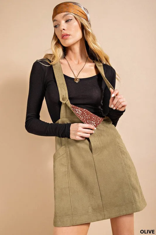 Olive Sueded Overall Skirt