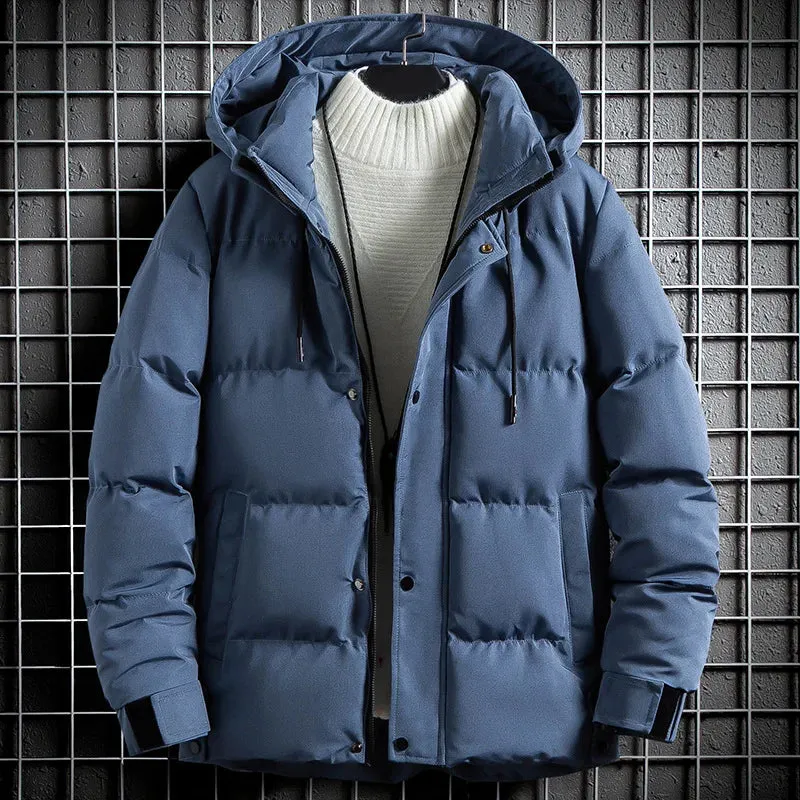 Padded Jacket Men Winter Parkas Thick Jacket Coats Fashion Men Casual Solid Color Hooded Parkas Male Black Khaki Warm Coat