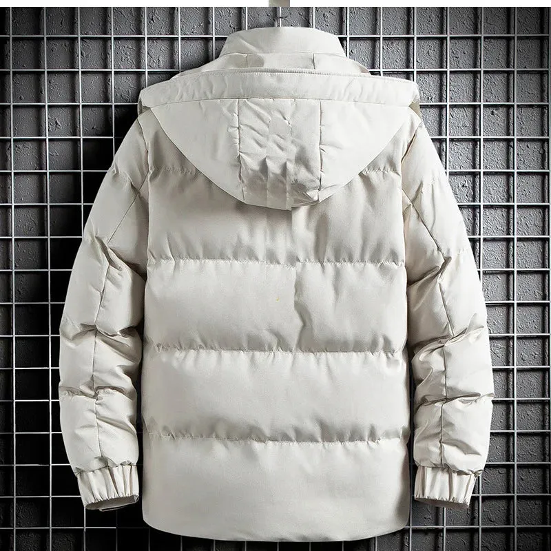 Padded Jacket Men Winter Parkas Thick Jacket Coats Fashion Men Casual Solid Color Hooded Parkas Male Black Khaki Warm Coat