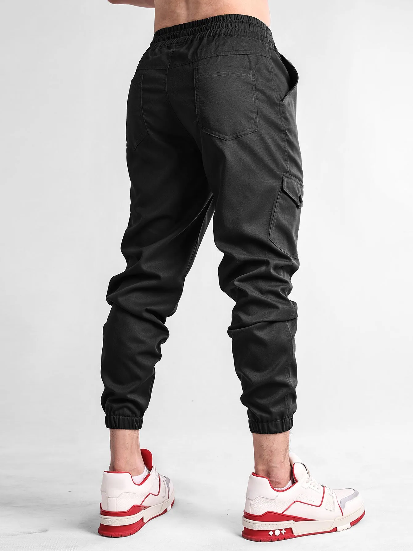 Plaid Corduroy Panel Shirt & Chino Cargo Jogger Pants