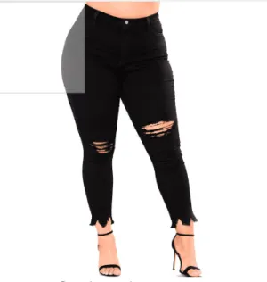 Plus Size Black Ripped Pants