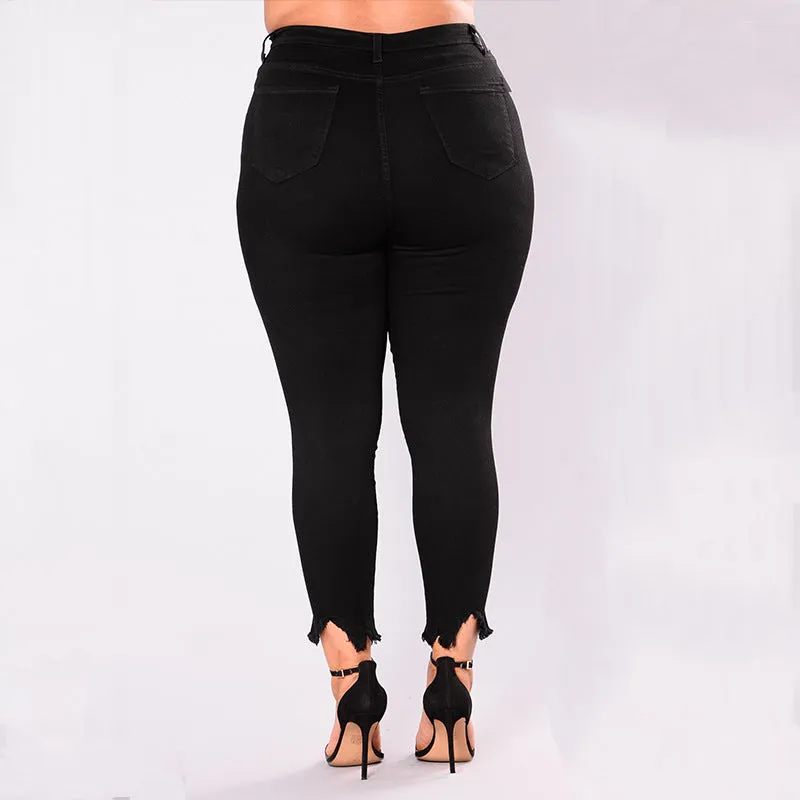 Plus Size Black Ripped Pants
