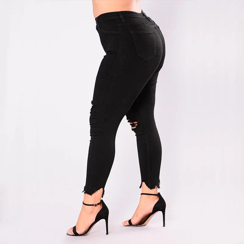 Plus Size Black Ripped Pants