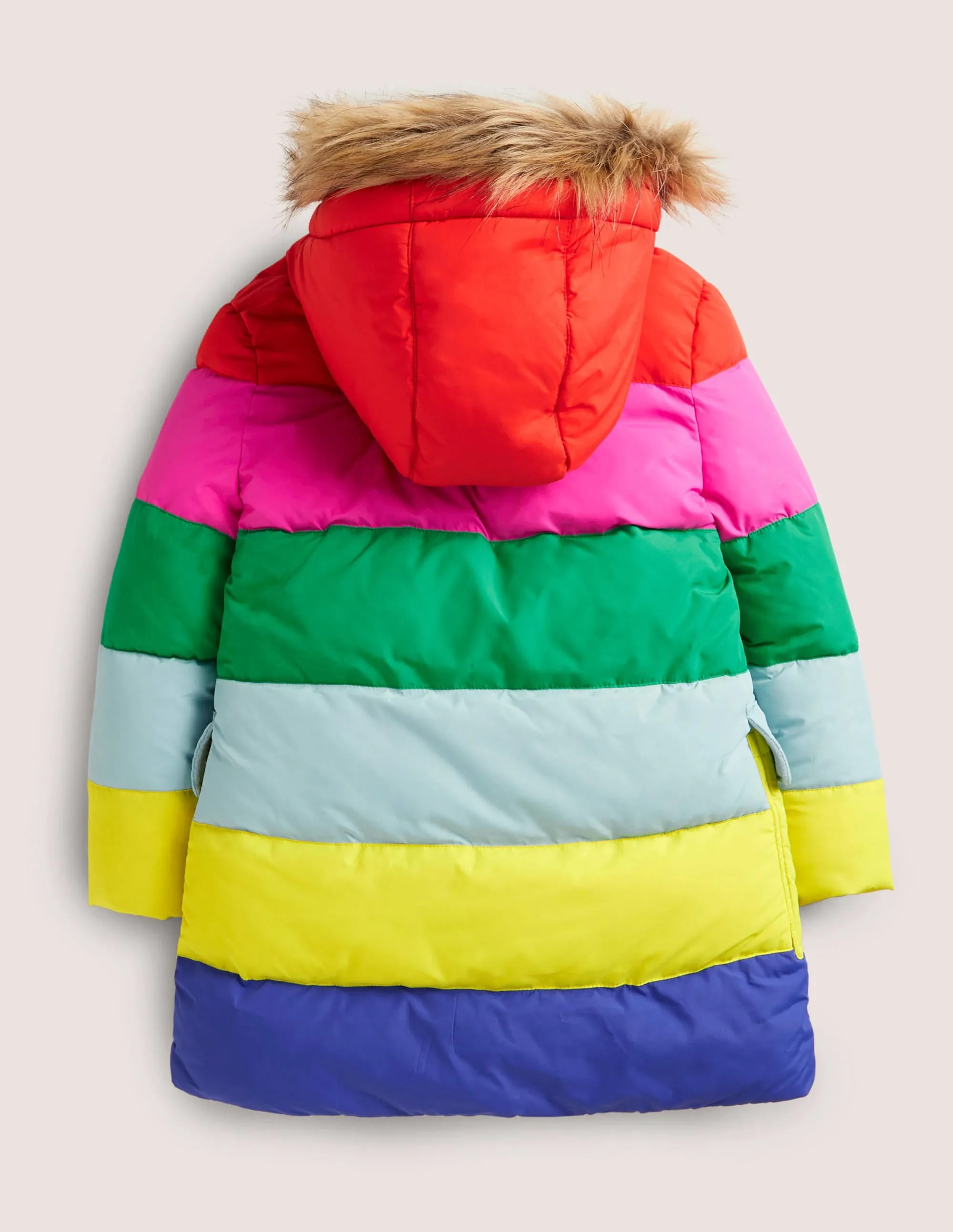 Rainbow Fleece-Lined Hooded Puffer Jacket-Multi Rainbow