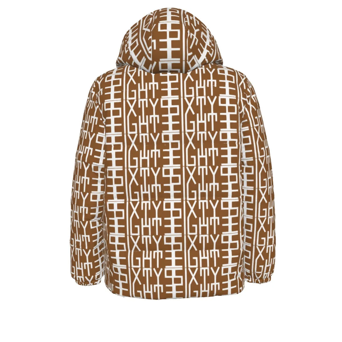 Sixty Eight 93 Infinity Logo White Chocolate Unisex Hooded Puffer Jacket