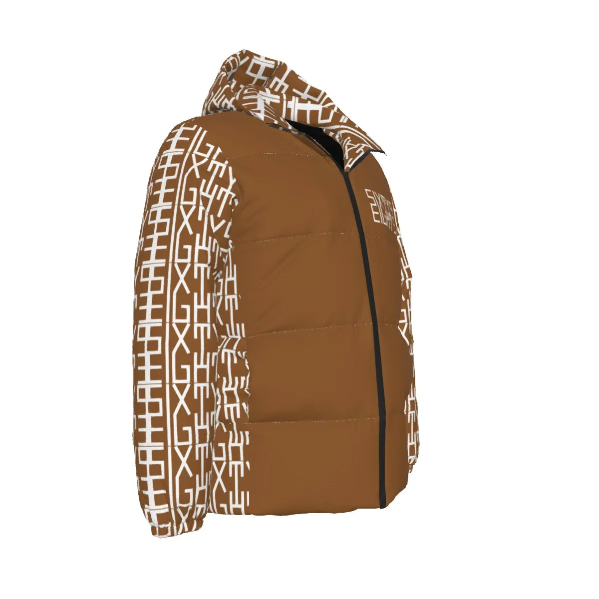 Sixty Eight 93 Infinity Logo White Chocolate Unisex Hooded Puffer Jacket