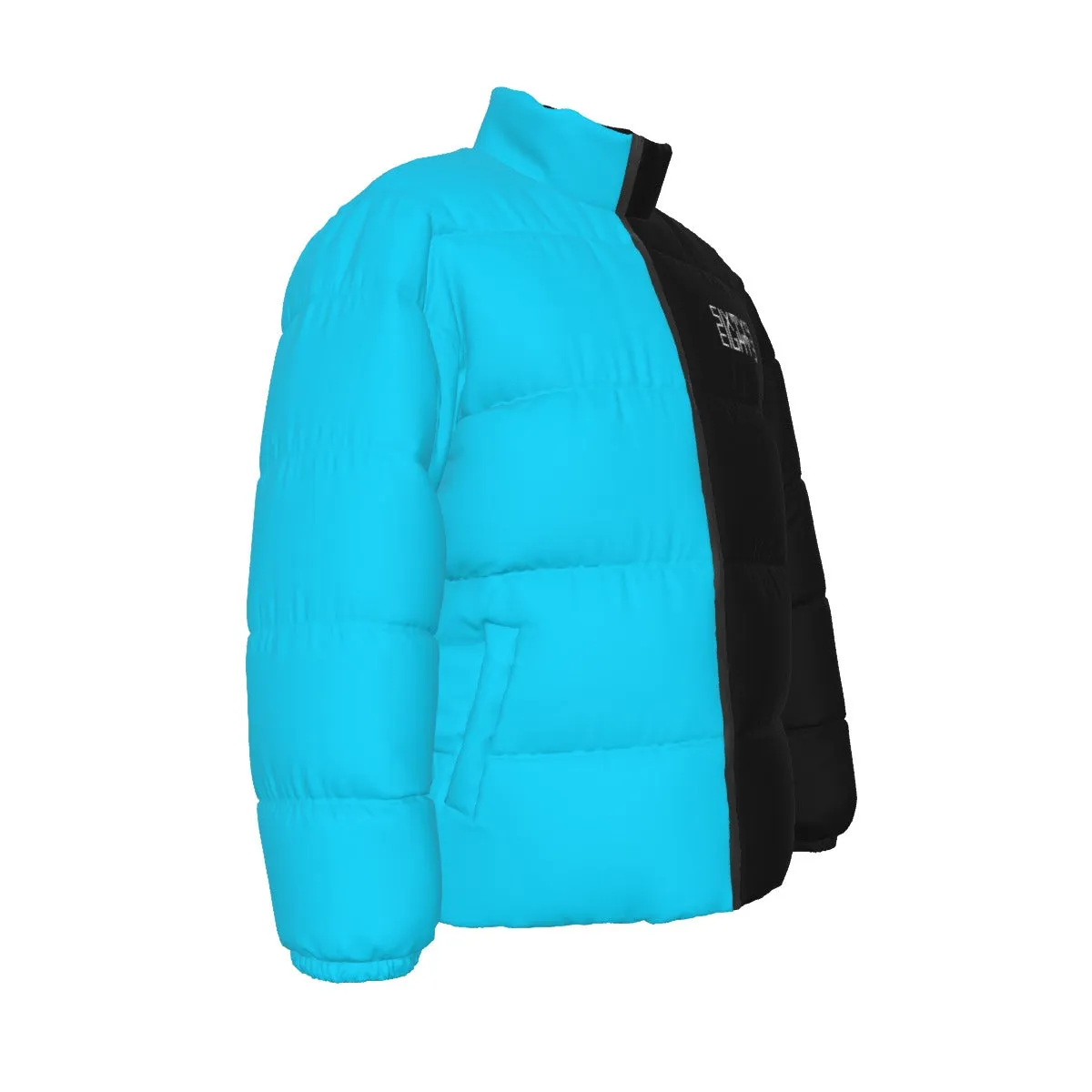 Sixty Eight 93 Logo White Aqua Blue & Black Unisex Puffer Jacket