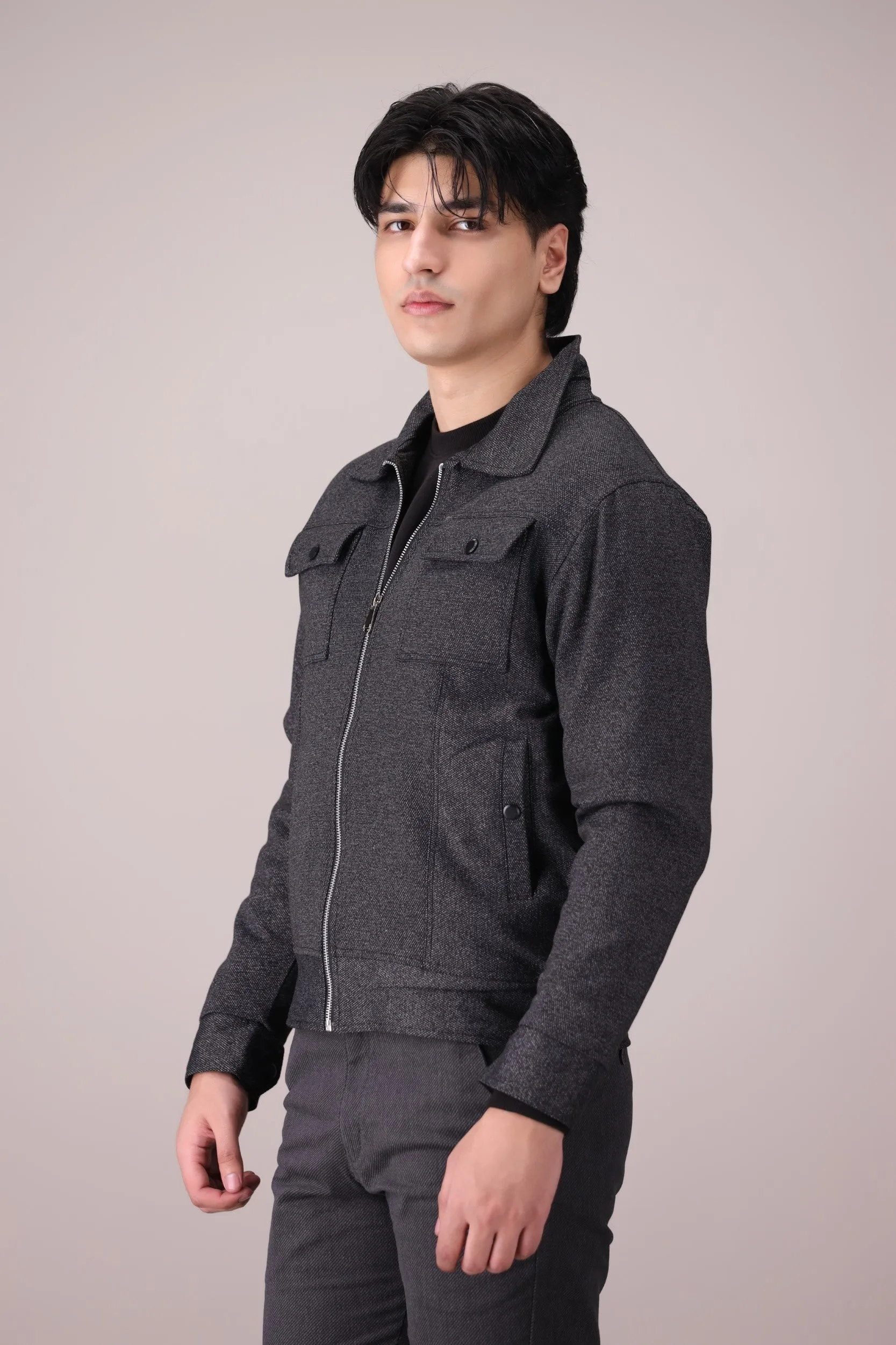 TEXTURED BIKER JACKET