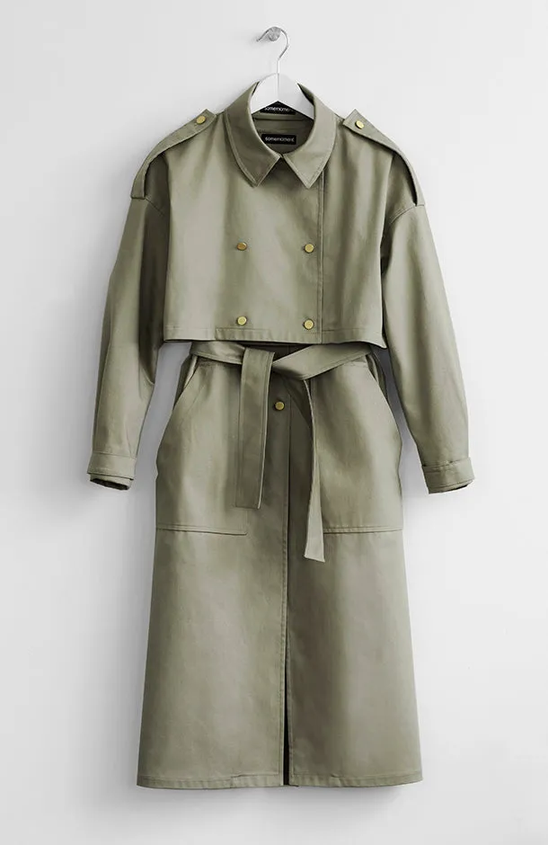 TWO-PIECE KHAKI TRENCH COAT