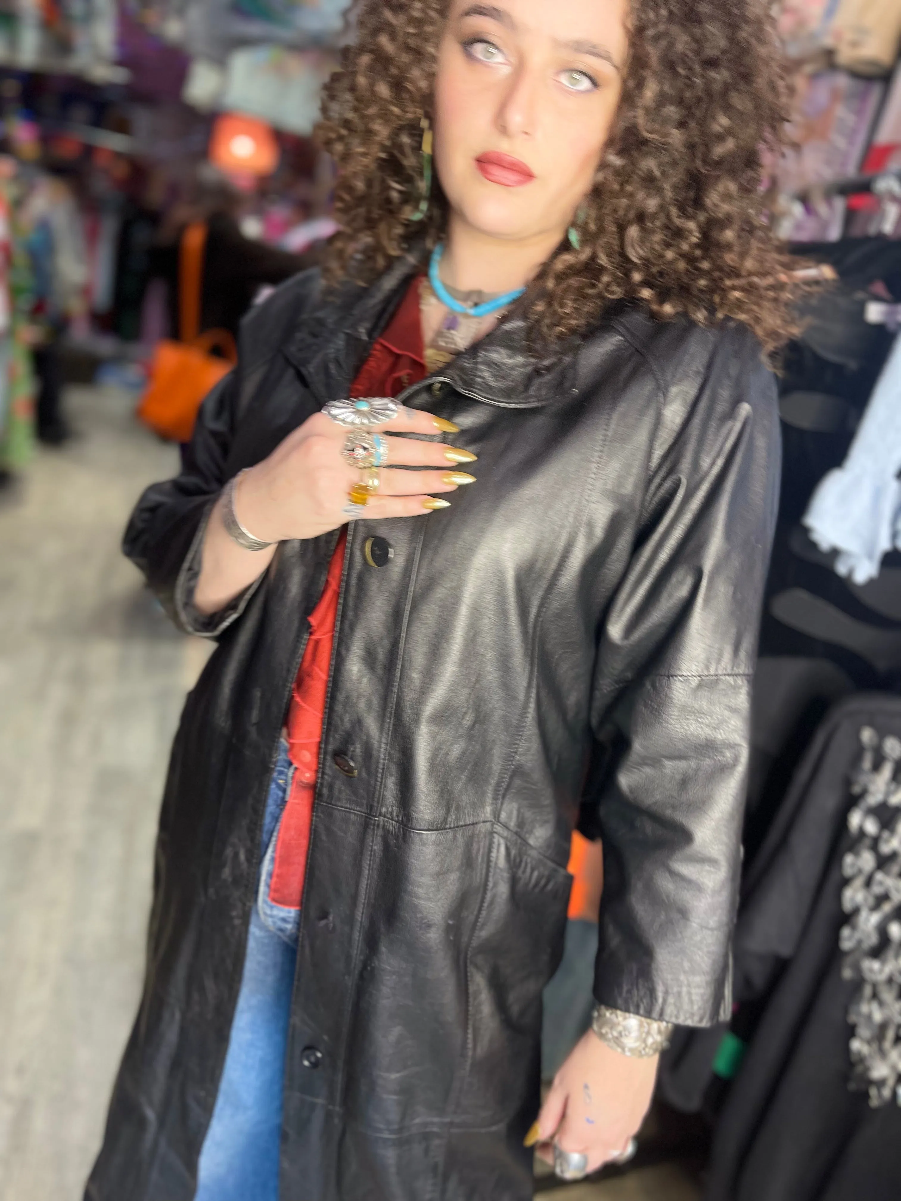 Vintage 90s Custom Made Leather Trench Coat