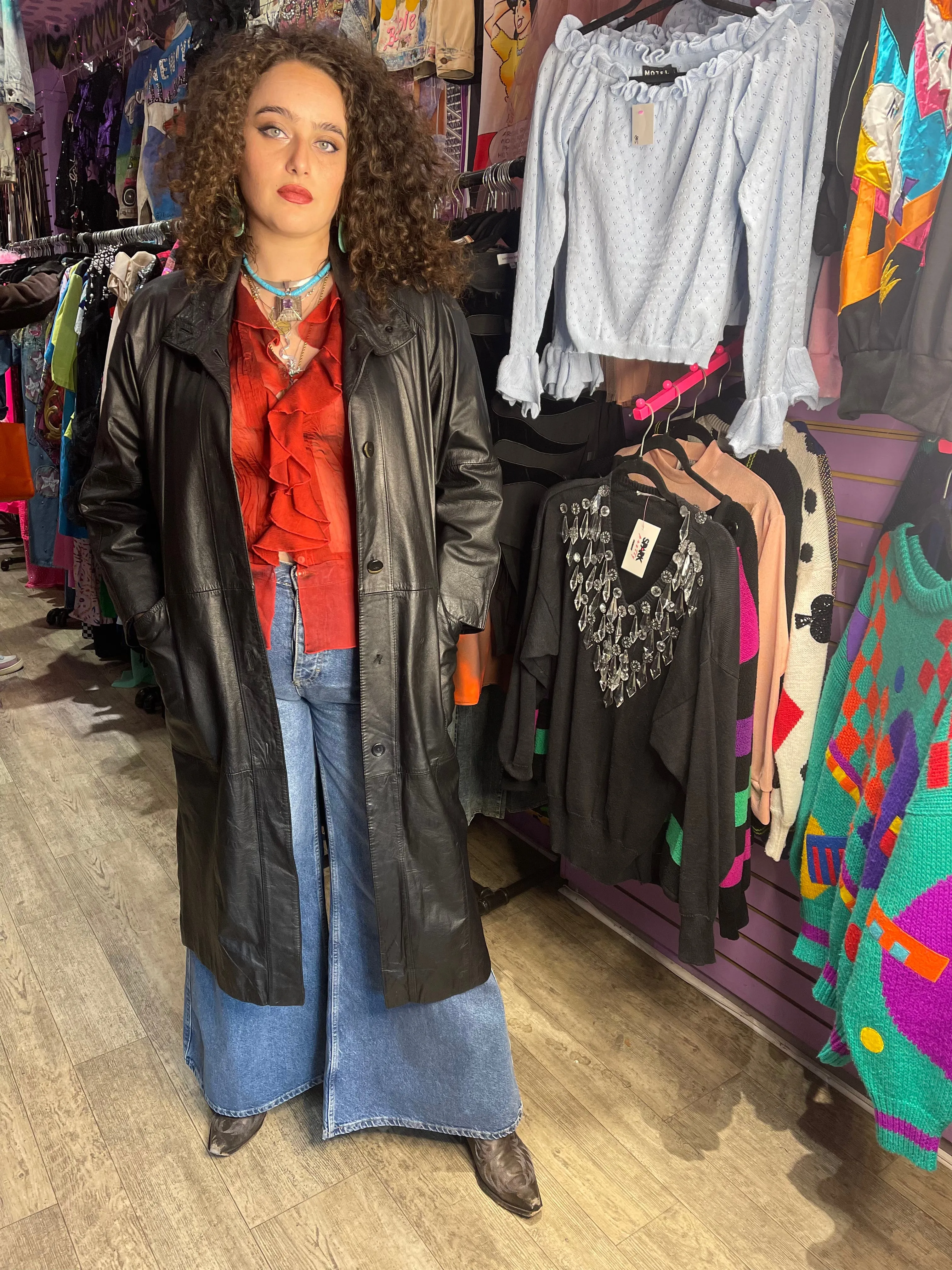Vintage 90s Custom Made Leather Trench Coat