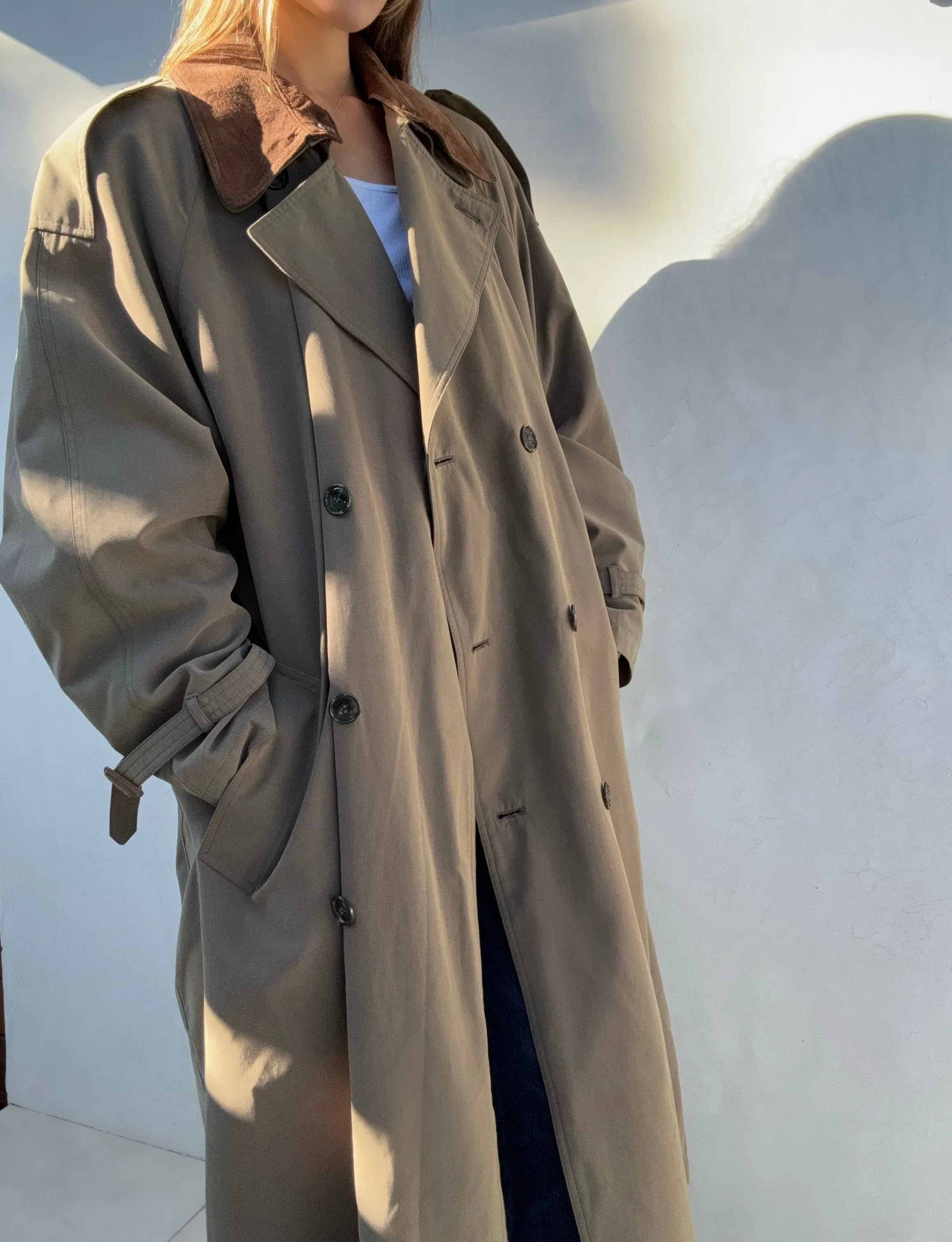 Vintage Pierre Cardin Leather Trim Trench