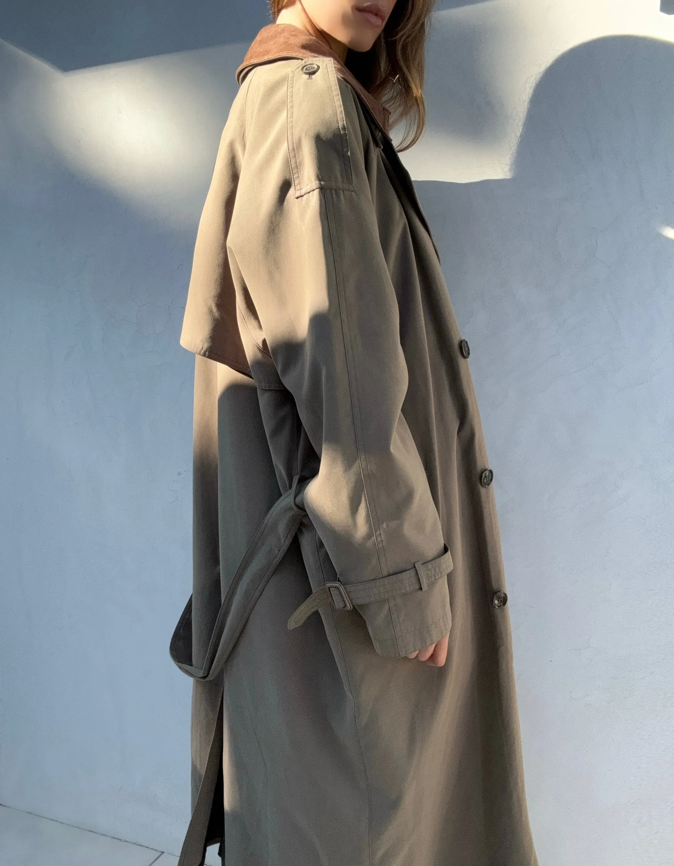 Vintage Pierre Cardin Leather Trim Trench
