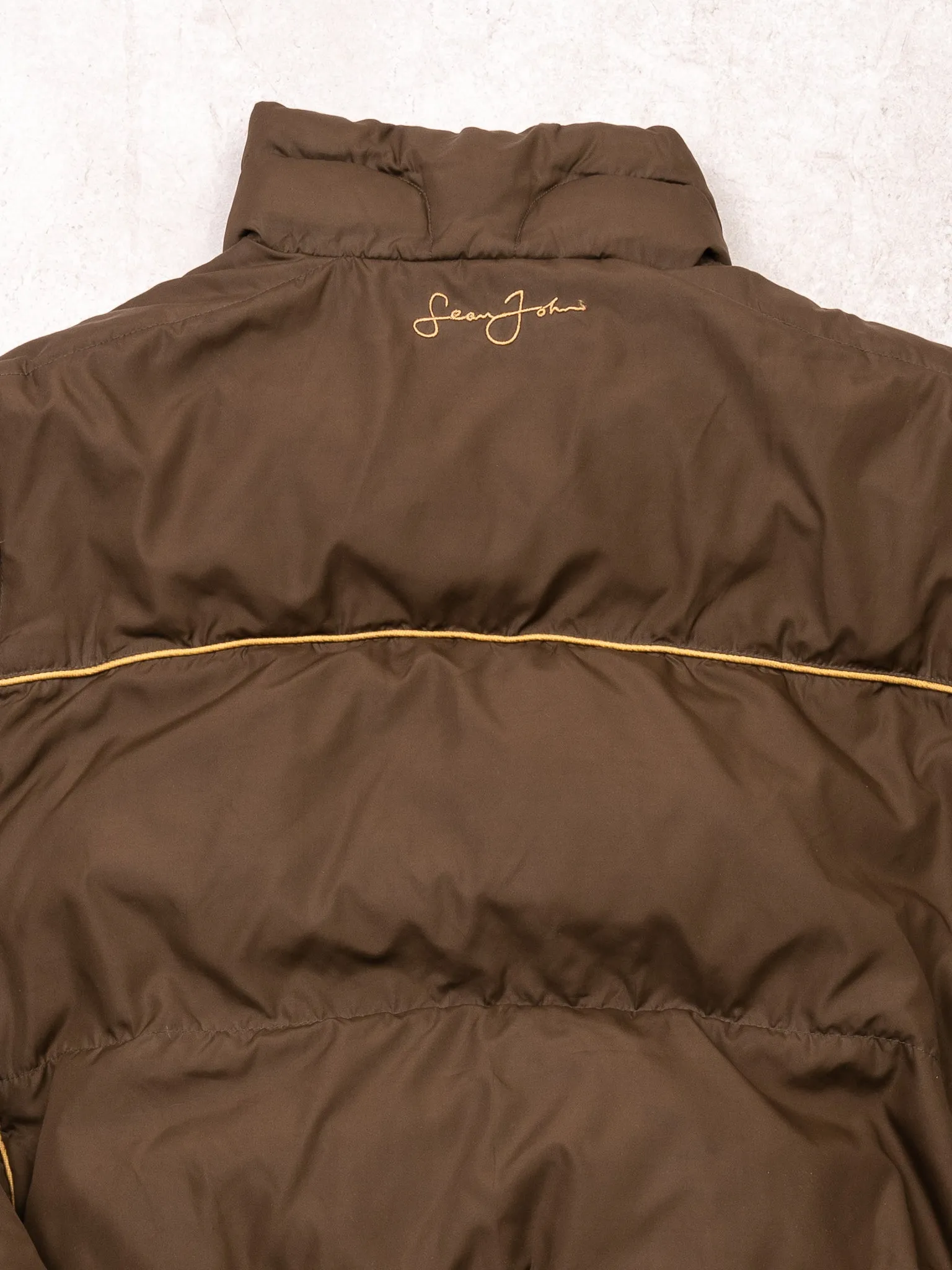 Vintage Y2K Brown   Beige Sean John Puffer Jacket (L)