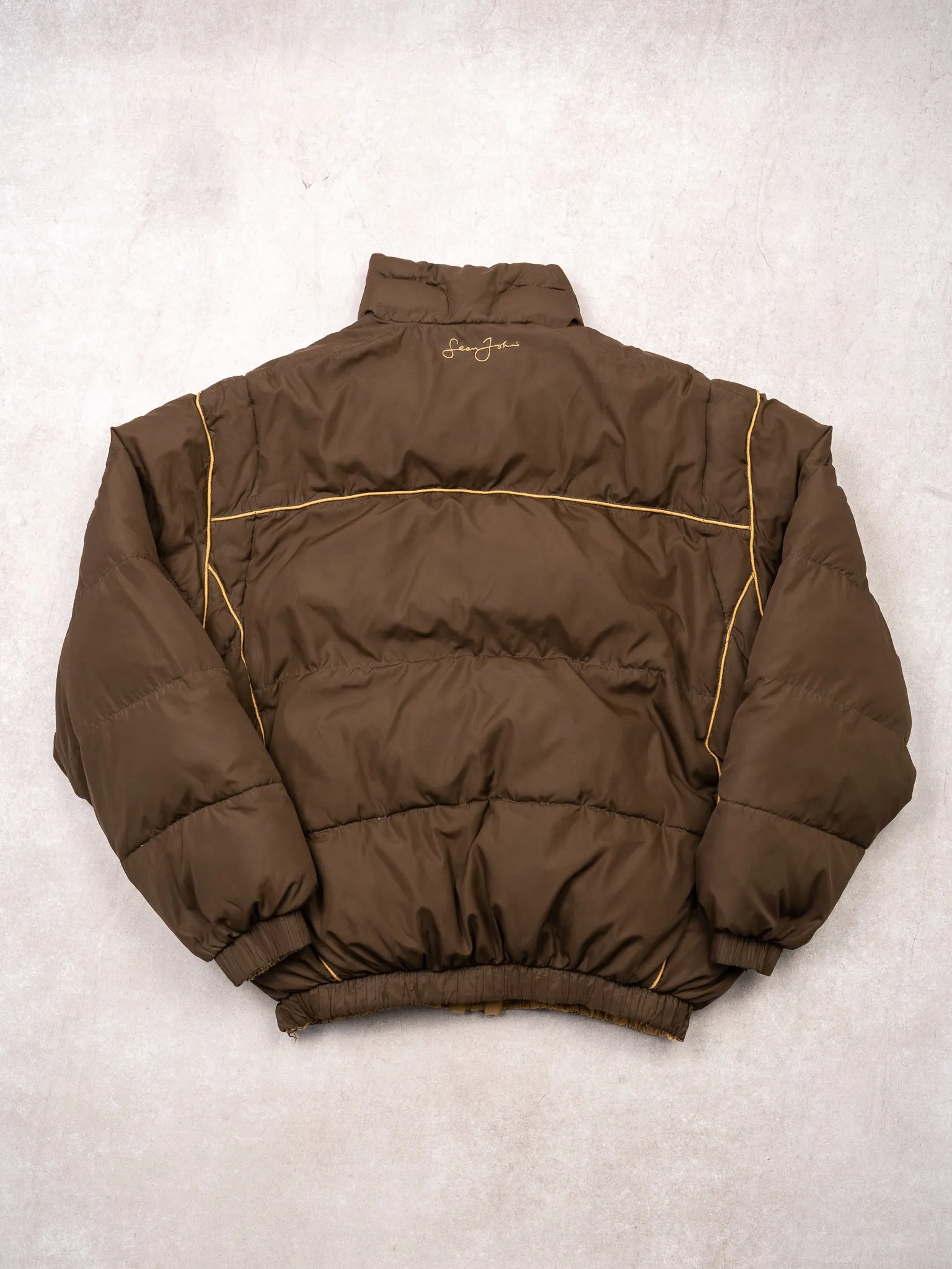 Vintage Y2K Brown   Beige Sean John Puffer Jacket (L)