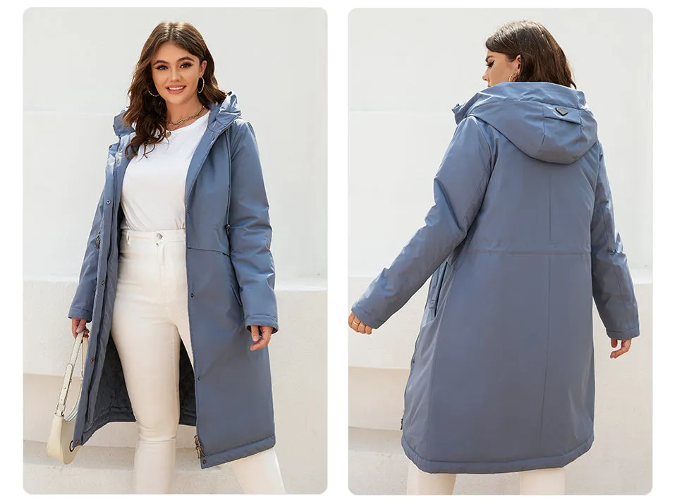 Windproof Warm Thin Cotton Woman's Parka Coat