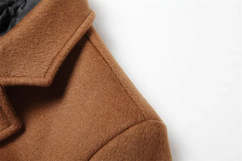 Wolle 54,3 % Herbst und Winter neuer Herren-Wollmantel mittlerer und langer Anzugkragen Baumwolle verdickter Wollmantel Herrenmantel