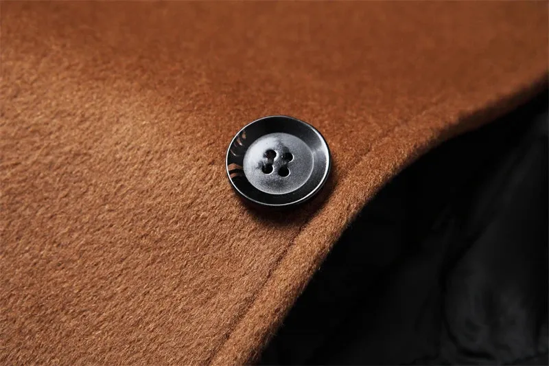 Wolle 54,3 % Herbst und Winter neuer Herren-Wollmantel mittlerer und langer Anzugkragen Baumwolle verdickter Wollmantel Herrenmantel